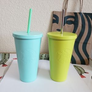 Starbucks HTF SS TIFFANY & GREEN YELLOW TUMBLER